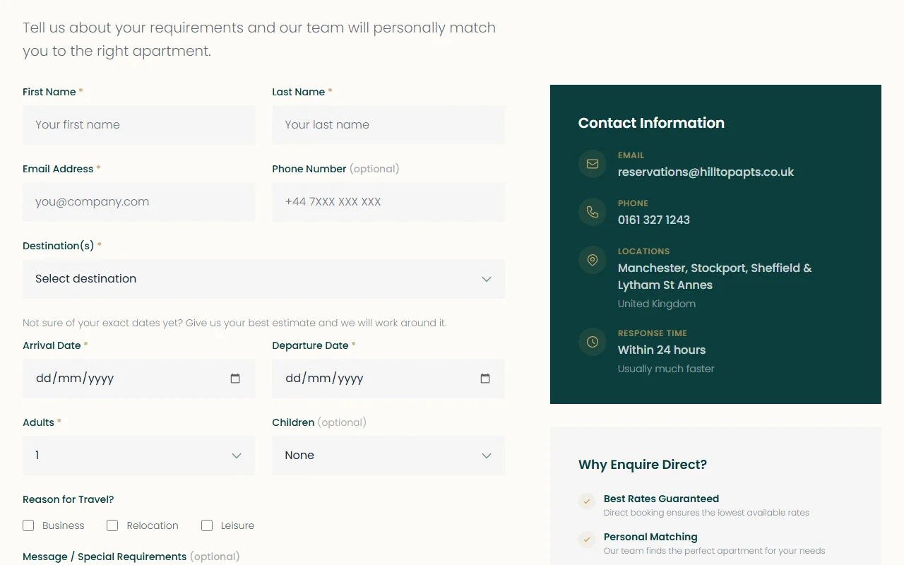 Hilltop HubSpot contact form integration