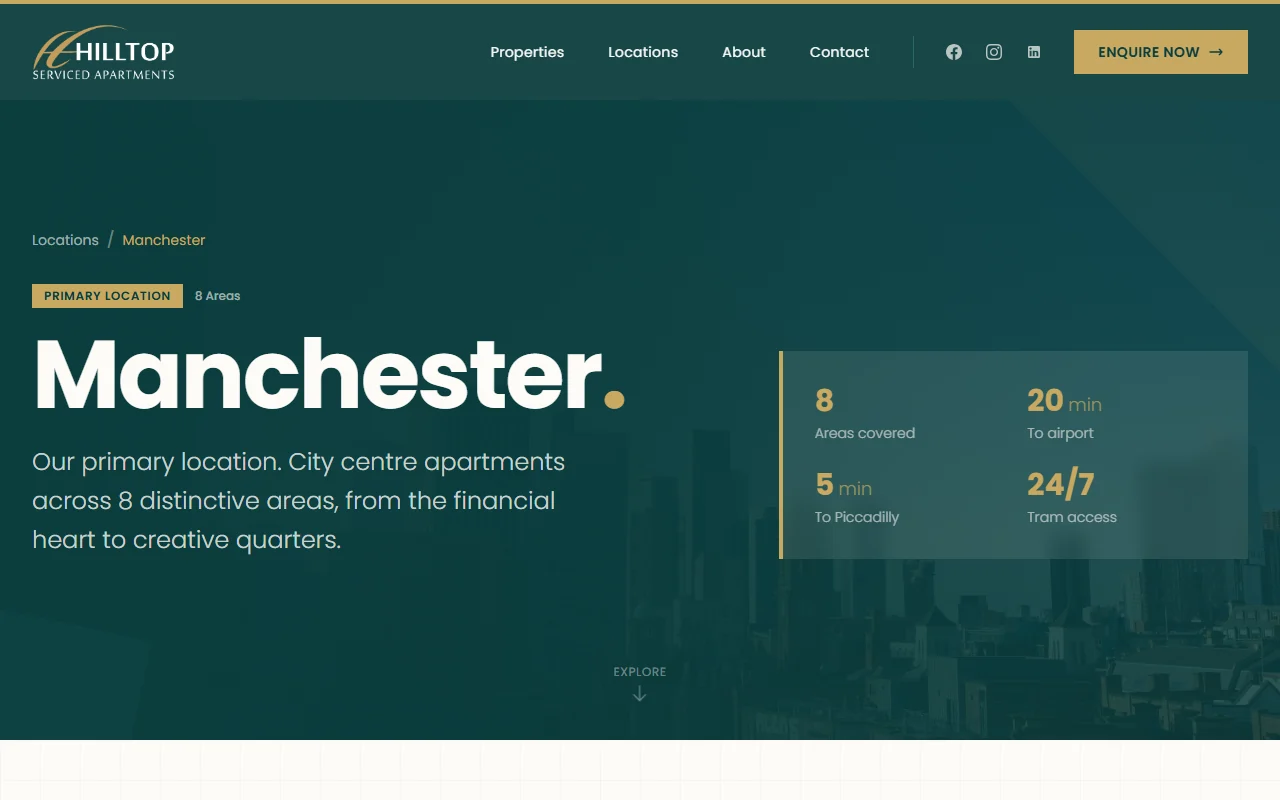 Hilltop Manchester location landing page