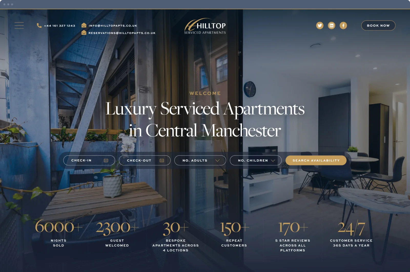 Hilltop Apartments website desktop mockup