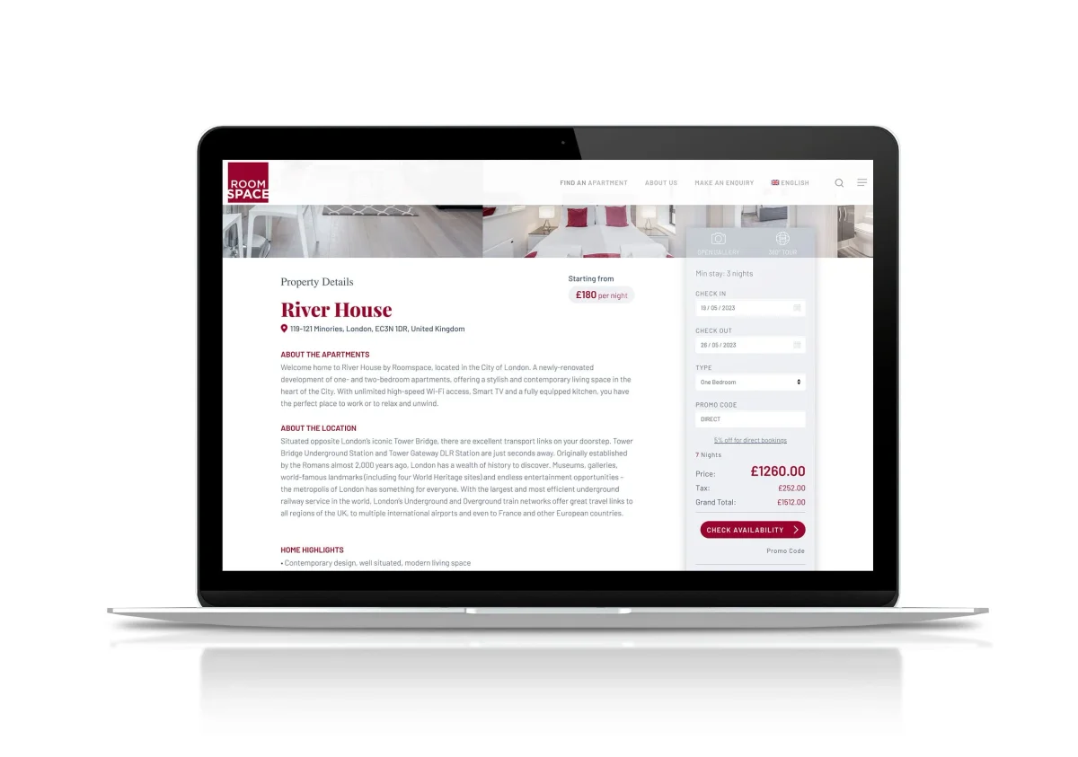 Roomspace booking interface