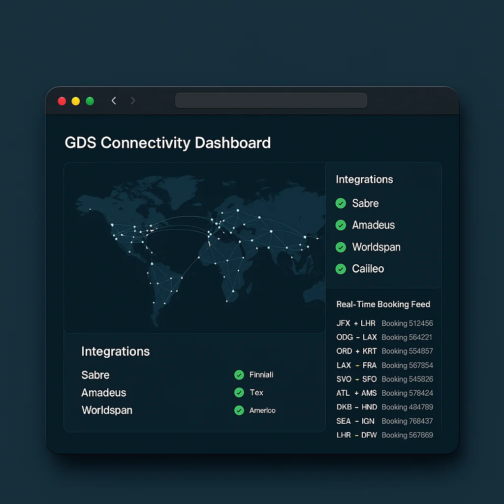 TAS GDS connectivity dashboard with world map