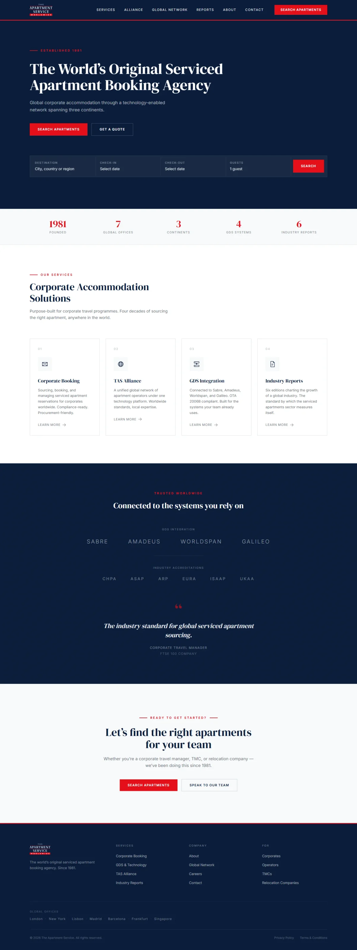 The Apartment Service website across devices