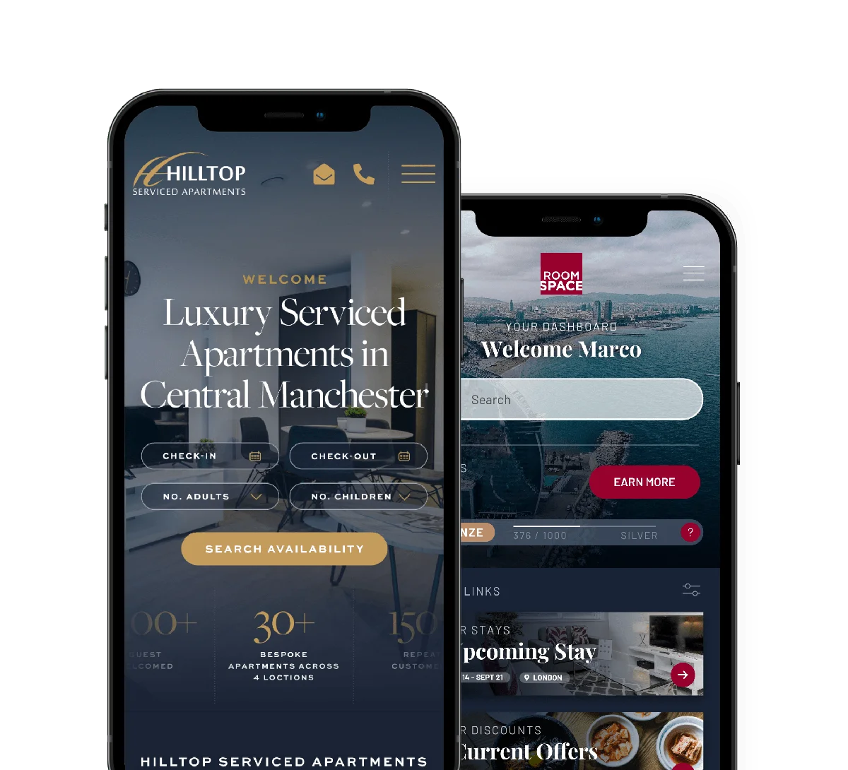 W4B guest portal and booking engine on mobile devices